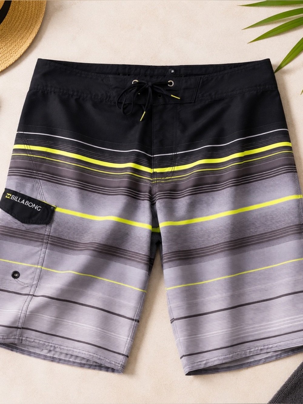 Billabong Recycler X Board Shorts Men’s Size38 Gray Black Neon Stripe Surf Swim